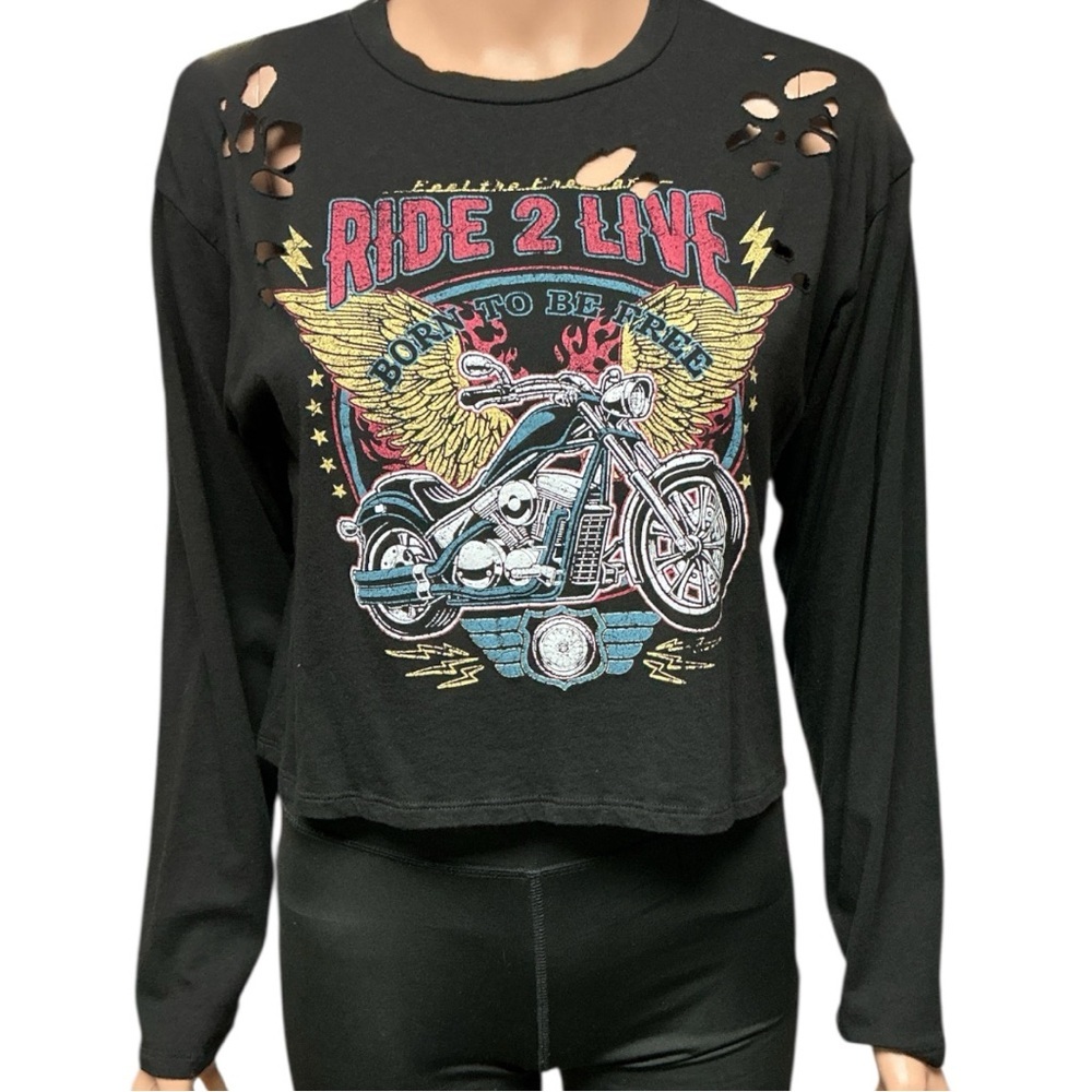 Rock ❤️ Rose Couture - NWT - Black Distressed Graphic Tee